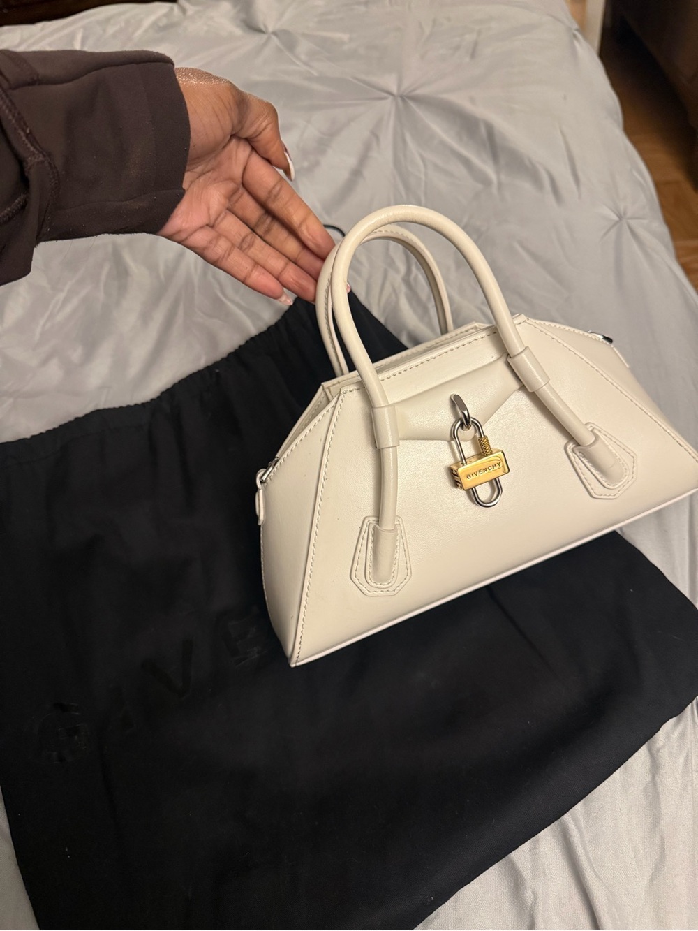 Givenchy Small Antigona Lock Satchel in Ivory